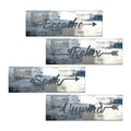 Lnond 4 Pieces Blue Abstract Bathroom Wall Art, Relax Soak Unwind Breathe Bathroom Signs Decor, Wood Hanging Bathroom Wall Art f