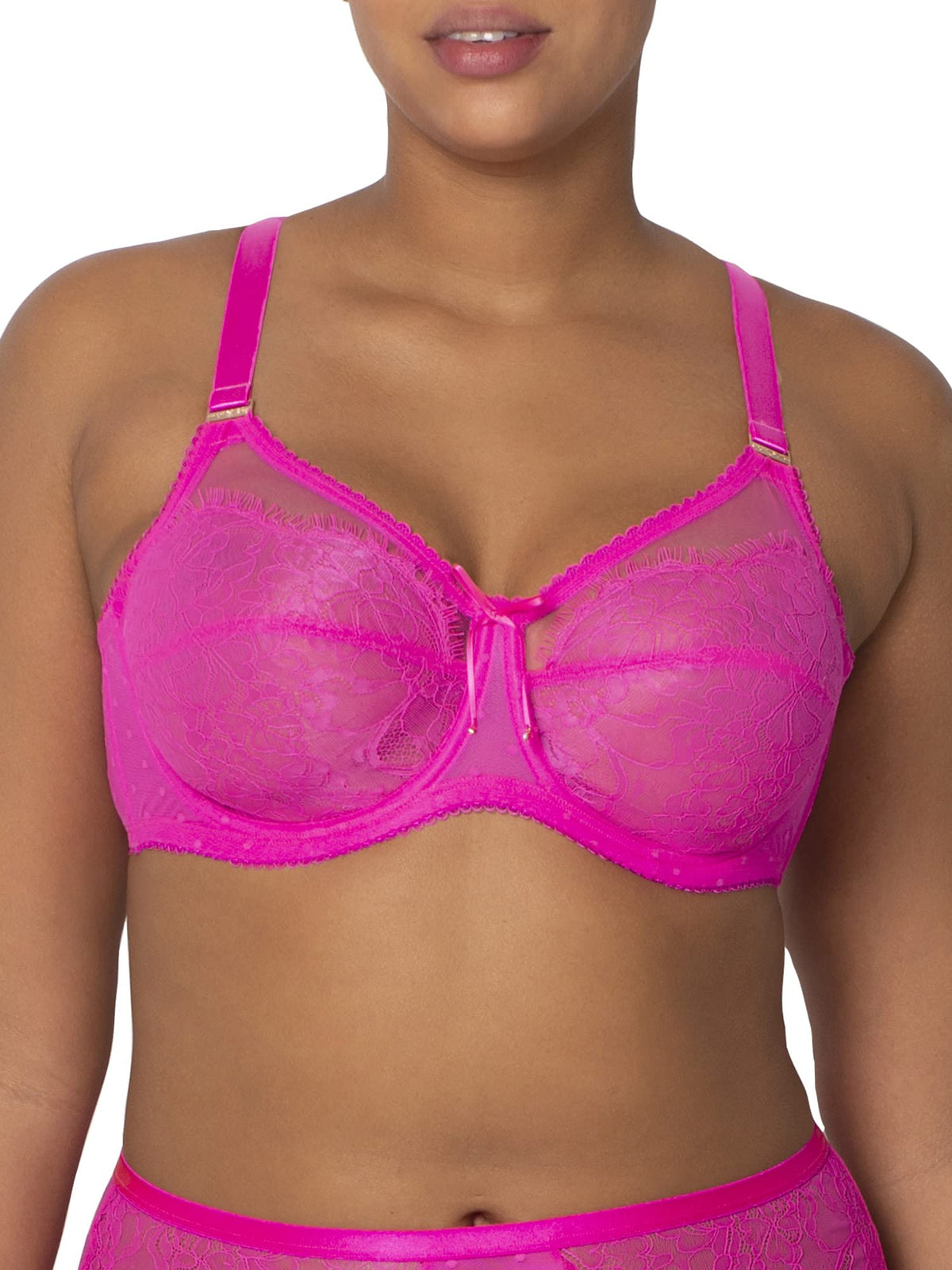 Smart  Sexy Womens Plus-Size Lace Mesh Unlined Underwire Full Coverage Bra, Medium Pink, 40Ddd