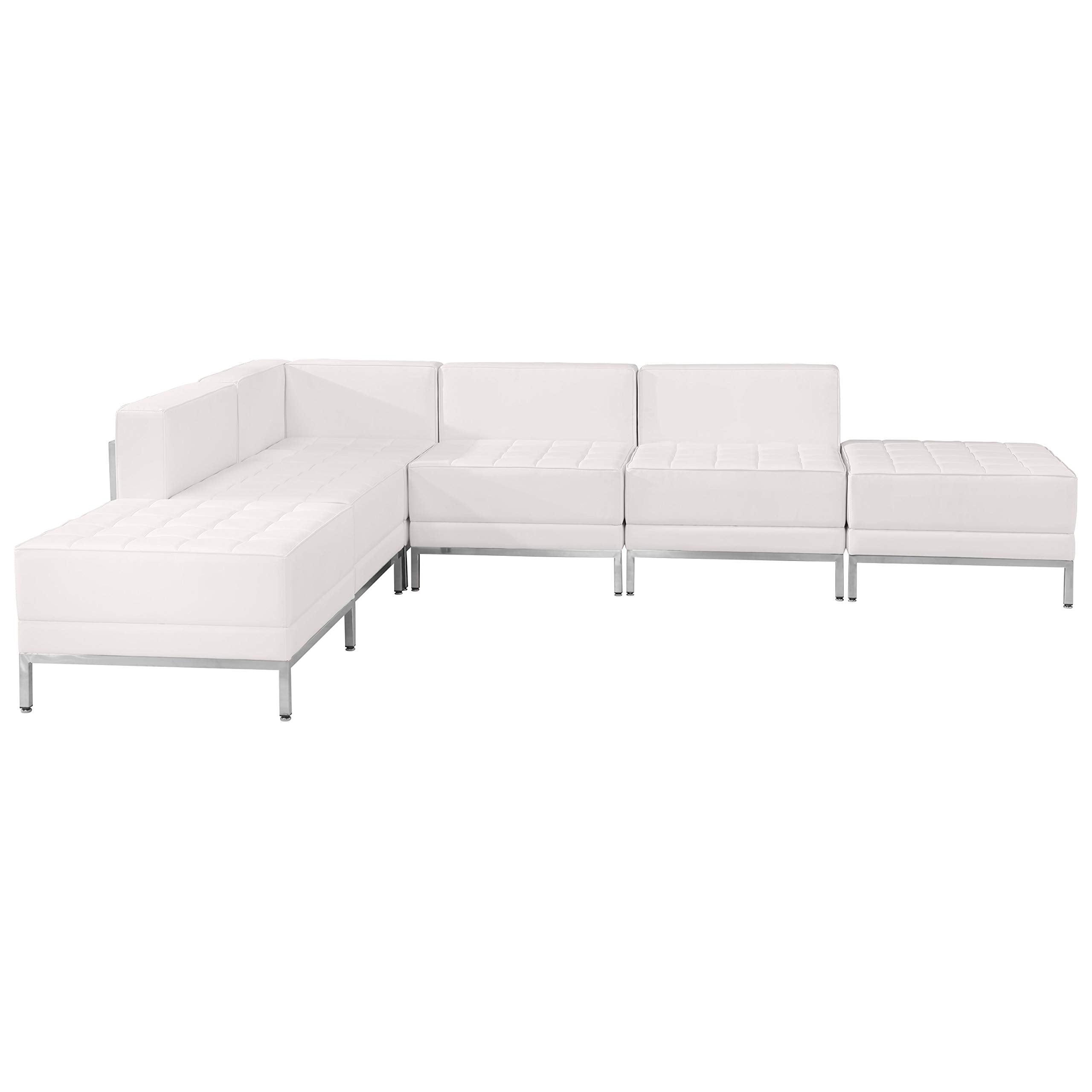 Flash Furniture Hercules Imagination Series White Leathersoft Sectional Configuration, 6 Pieces