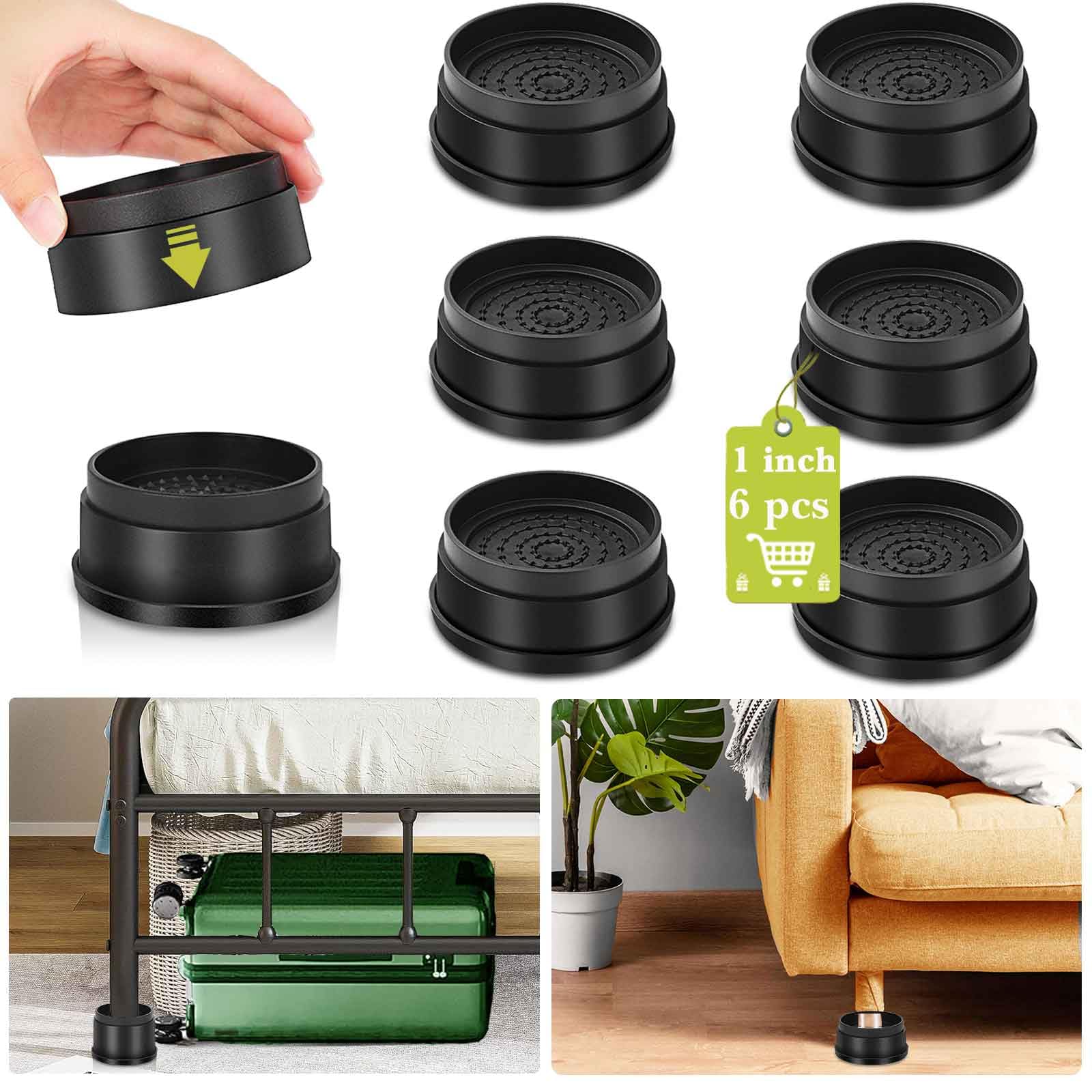 Yookwutar 6 Pack Furniture Risers 1 Inch, Adjustable Bed Risers Heavy Duty For Table Desk Couch Chair Sofa Cabinet Bed Frame Dor