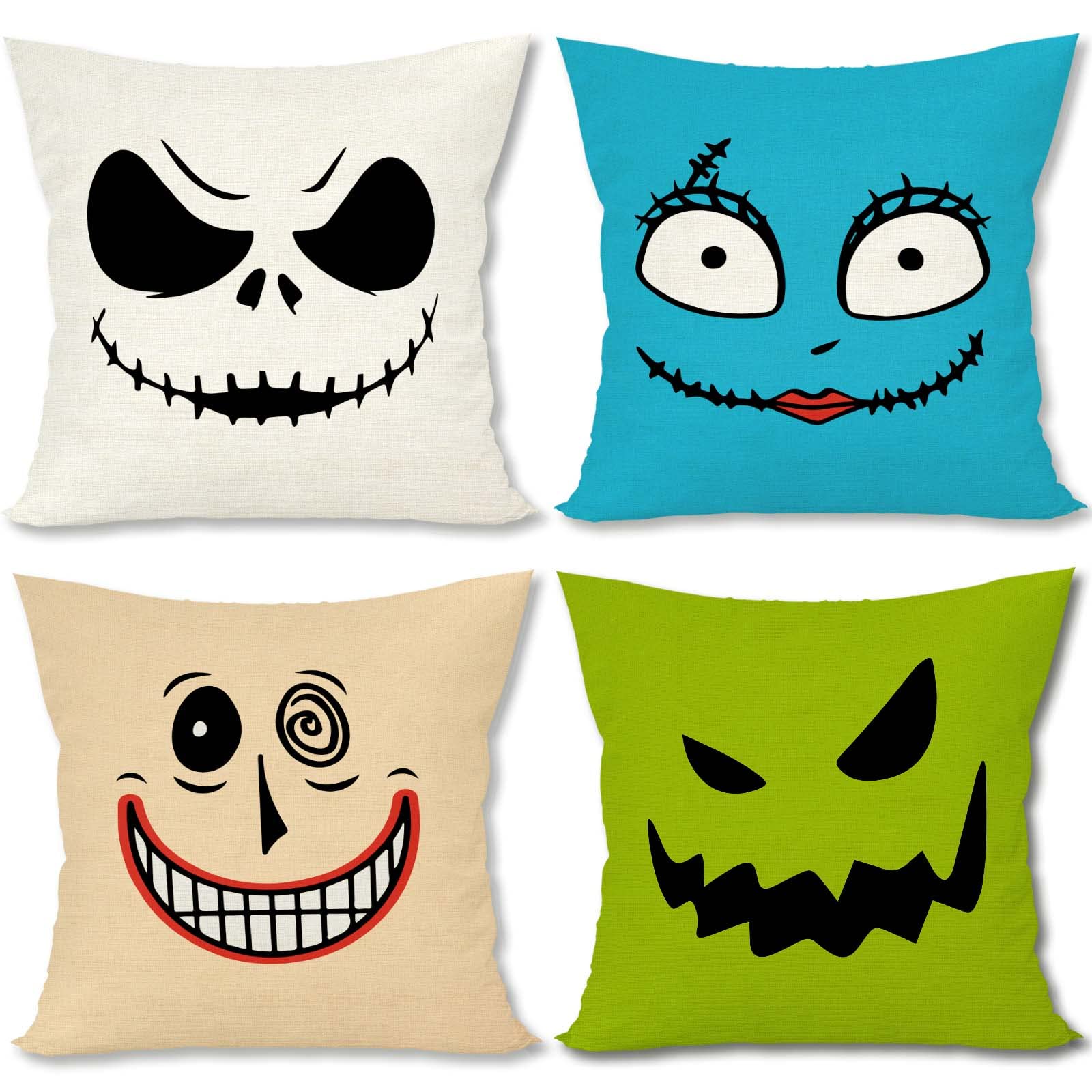 Farmnall Linen Halloween Pillow Covers 20X20 Set Of 4 Throw Pillow Case Halloween Decorations Bed Couch Sofa Pillow Car Chair Pi