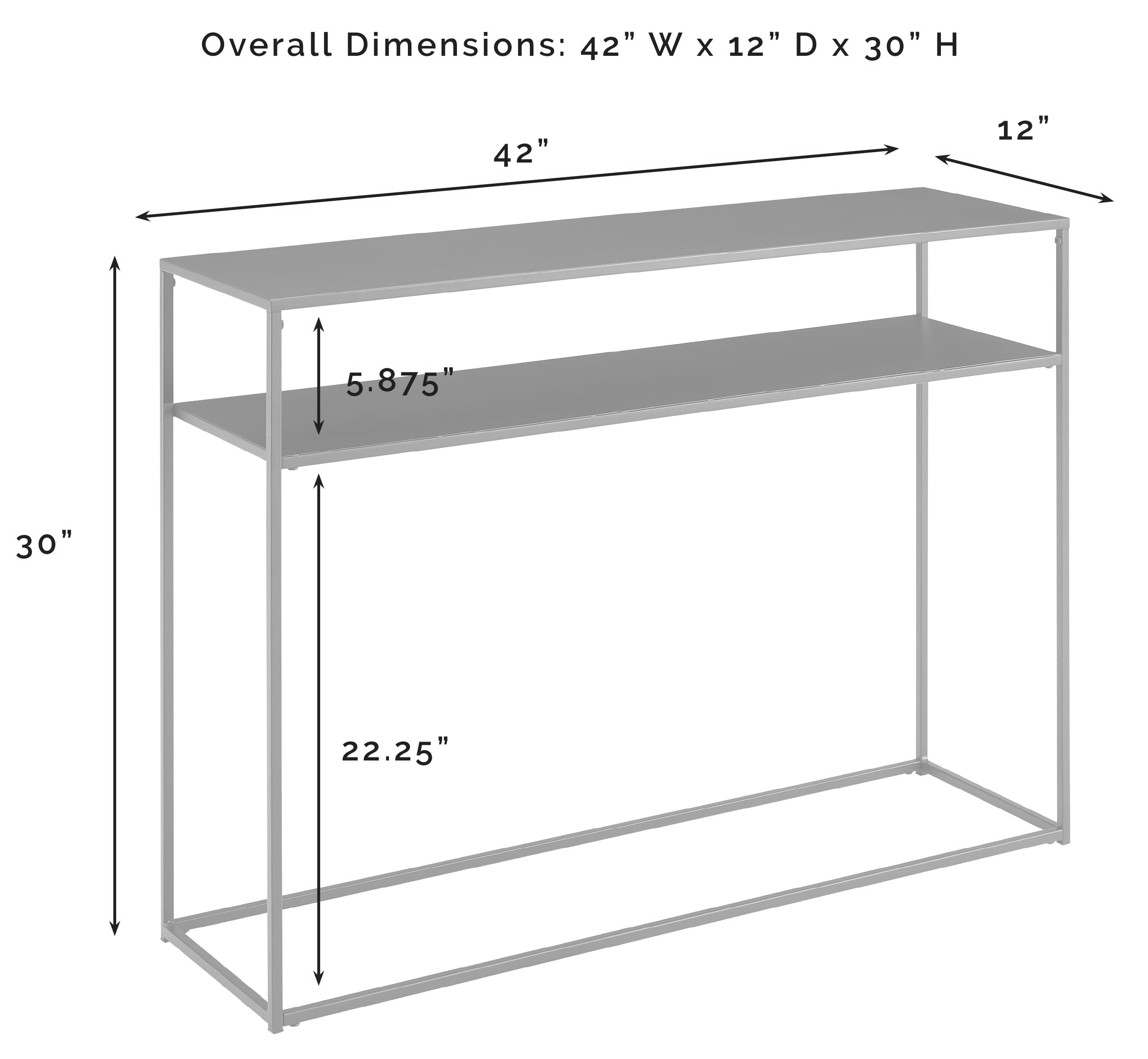 Crosley Furniture Braxton Sofa Console Table with Storage Shelf for Hall, Entryway, or Living Room, Matte Black