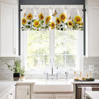 Emvency 2 Pack Valances Window Treatments Farmhouse Sunflower Spring Summer Butterfly Blackout Drapes Adjustable Curtain Valance