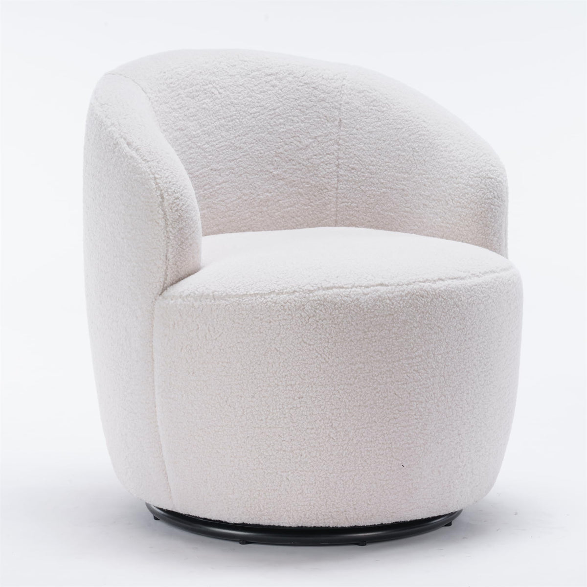 I-Pook Swivel Accent Chair, Modern Teddy Upholstered Armchair Lounge Chair With Metal Base And Padded Cushion For Living Room, W