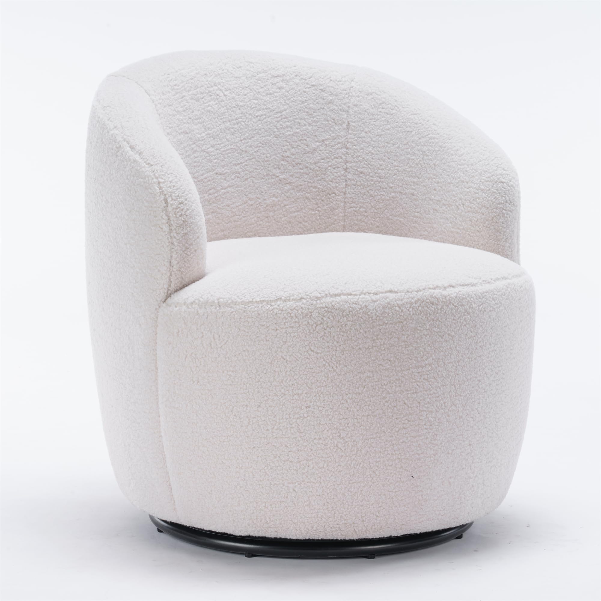 I-Pook Swivel Accent Chair, Modern Teddy Upholstered Armchair Lounge Chair With Metal Base And Padded Cushion For Living Room, W