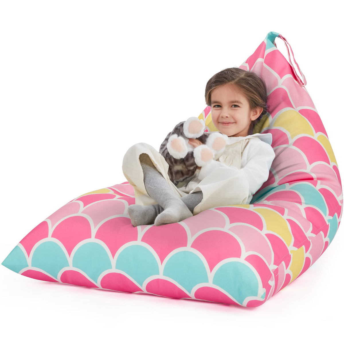 Nobildonna Stuffed Animal Storage Bean Bag For Kids (No Filler), Extra Large 250L Bean Bag Chair Cover Only, Washable Beanbag Without Filling Soft Premium Canvas Stuffable Bean Bag Cover (Mermaid)