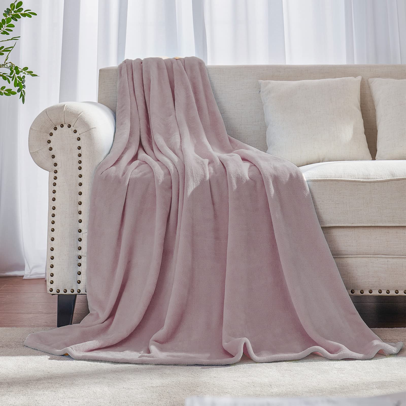 Dusty Rose Pink Throw Blanket Fleece Blanket 50x60,Super Soft Cozy Plush Throw Blanket for Couch Sofa Bed,Warm and Lightweight B