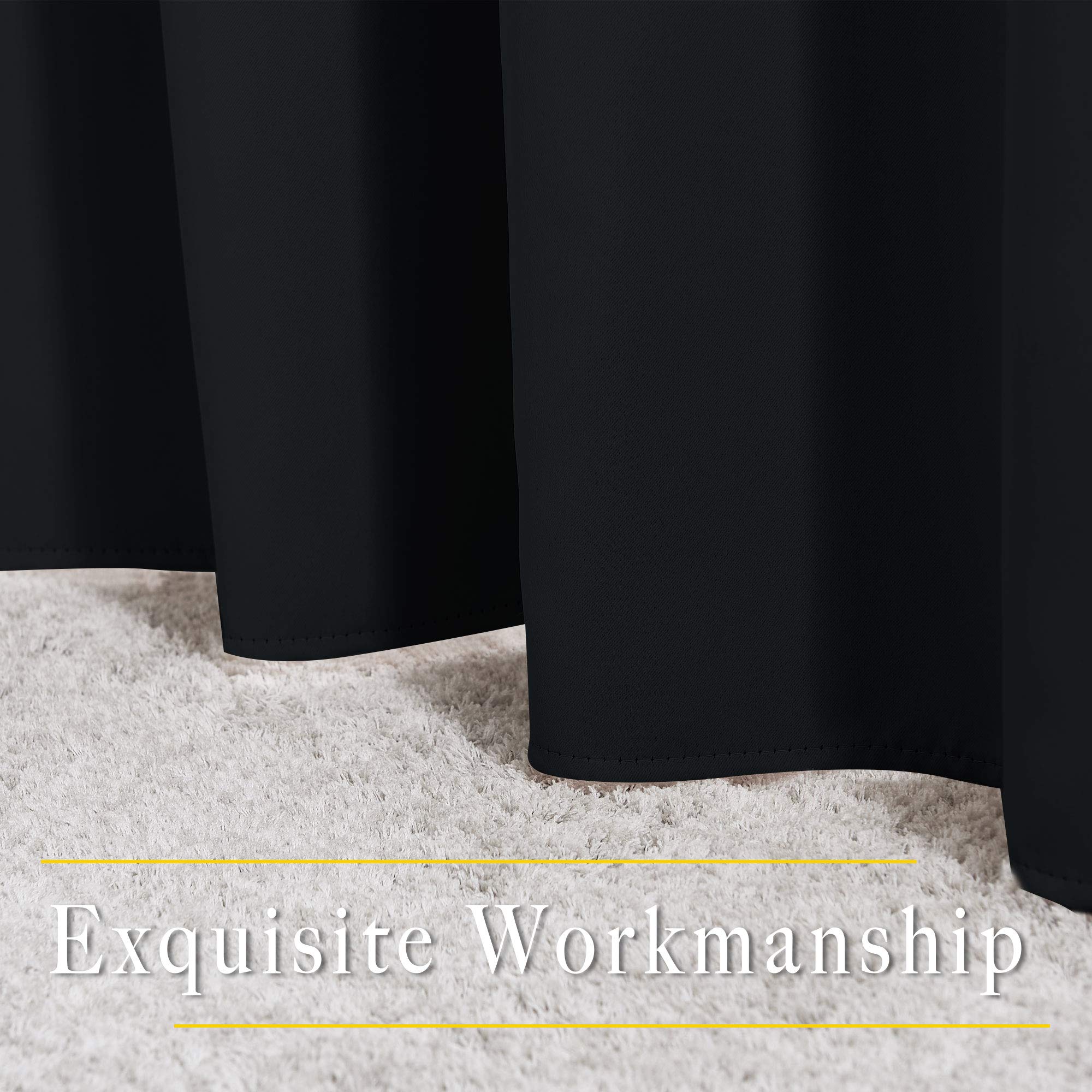 Nicetown Blackout Bedroom Curtains For Windows 50 Inch Long - Solid Thermal Insulated Grommet Light Reducing Black Panels Window