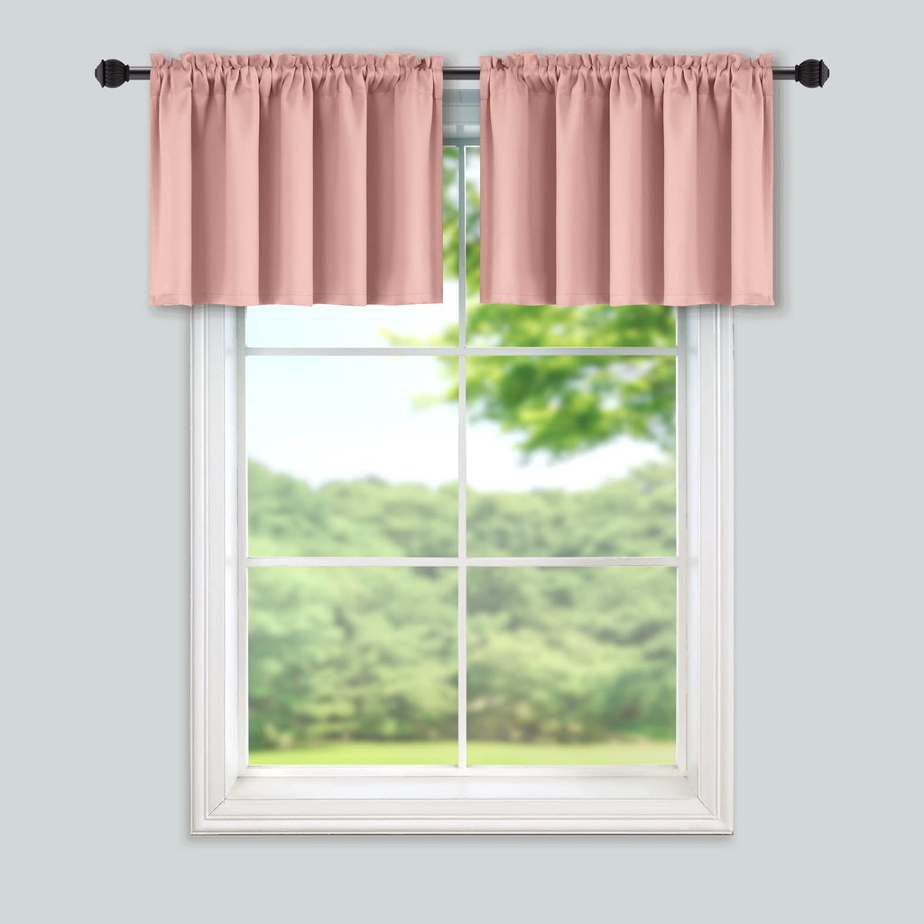 Blush Pink Window Valances 16 Inch Length For Girls Bedroom Kids Room Boho Nursery Decor Rod Pocket Small Short Light Blocking T