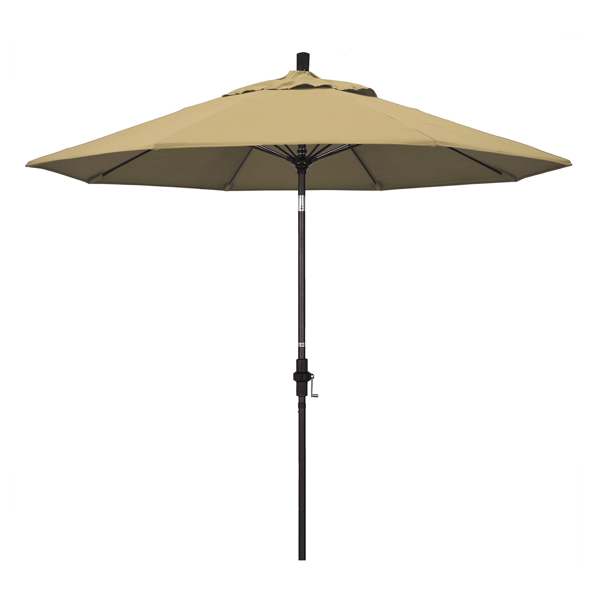 California Umbrella Gscuf908117-F67 9' Round Aluminum Fiberglass Rib Market Patio Umbrella, Bronze Pole, Champagne