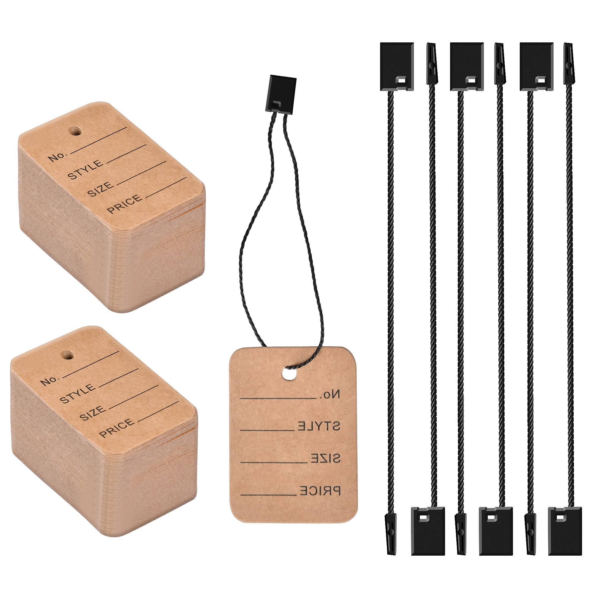 Worldity 1000 Pieces Price Tags And Hang Tag String, 1.38' X 1.97' Marking Tags Kraft Price Tags, Coupon Tags Marking Tags Wit