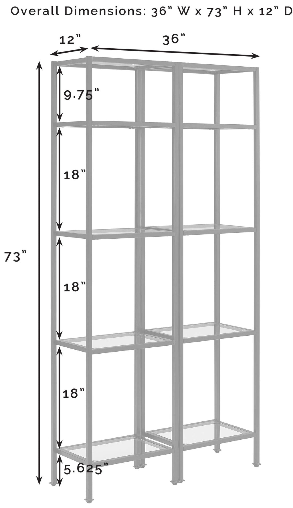 Crosley Furniture Aimee 2-Piece Bookshelf Set with Glass Shelves, Bookcase Storage, Oil-Rubbed Bronze