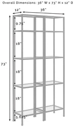 Crosley Furniture Aimee 2-Piece Bookshelf Set with Glass Shelves, Bookcase Storage, Oil-Rubbed Bronze