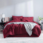 Bedsure California King Comforter Set - Cal King Bed Set 7 Pieces, Pinch Pleat Burgundy Cali King Bedding Set With Comforter, Sh