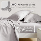 Comfort Spaces 100% Cotton Sheet Set Breathable, Lightweight, Soft With 14' Elastic Pocket Fits Up To 16' Mattress, All Season Cozy Bedding, Matching Pillow Case, Full Grey 4 Piece