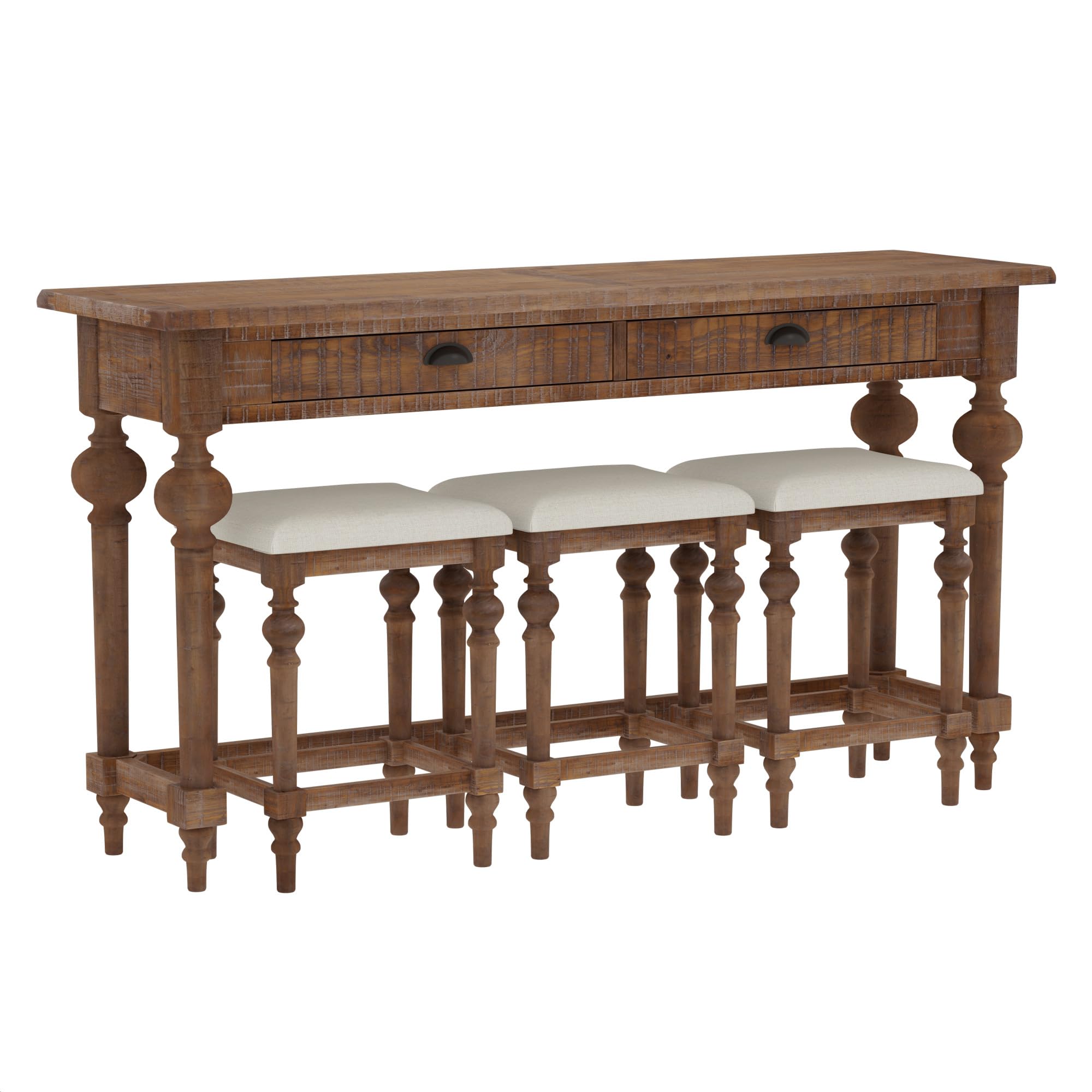 Wallce & Bay Ludin Sandstone Buff Console Table With 3 Stools