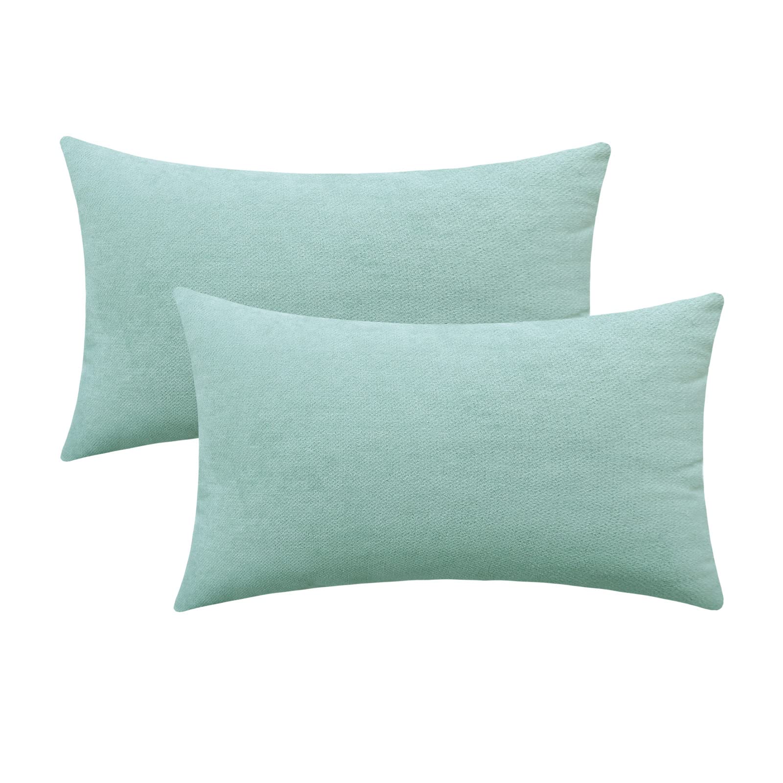 Jeneoo Decorative Seafoam Green Throw Pillow Covers Rustic Farmhouse Super Soft Lumbar Chenille Comfy Solid Cushion Couch Cases