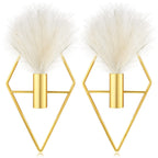 Peryiter 2 Pcs Small Boho Wall Decor Hanging Planters with Artificial Pampas Wall Mounted Metal Wall Decor Modern Home Decor Dis