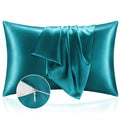 Bedelite Satin Pillowcase With Zipper, Teal Pillow Cases Queen Size Set Of 2, Super Soft And Cooling Similar To Silk Pillow Case