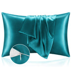 Bedelite Satin Pillowcase With Zipper, Teal Pillow Cases Queen Size Set Of 2, Super Soft And Cooling Similar To Silk Pillow Case