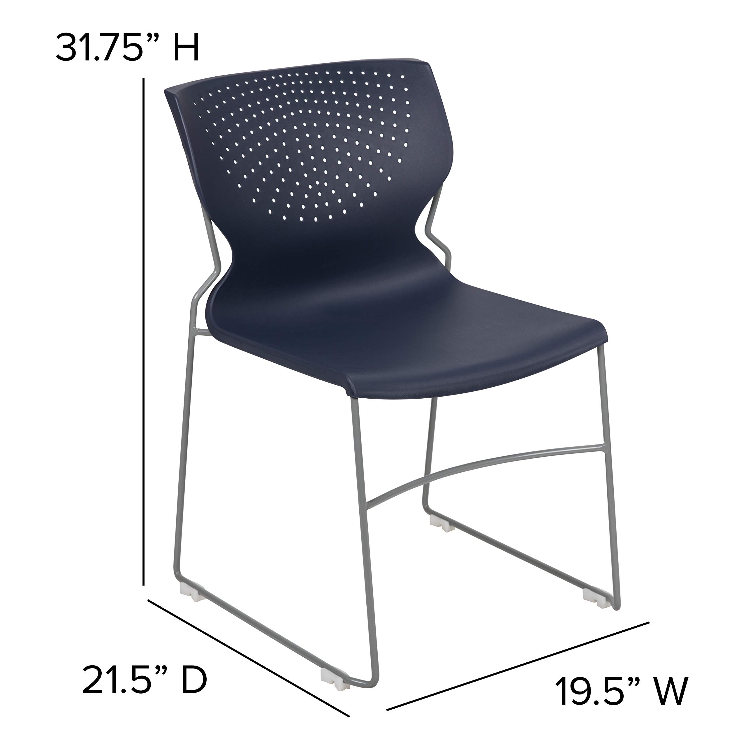 Flash Furniture Hercules Series 661 Lb. Capacity Navy Full Back Stack Chair With Gray Powder Coated Frame