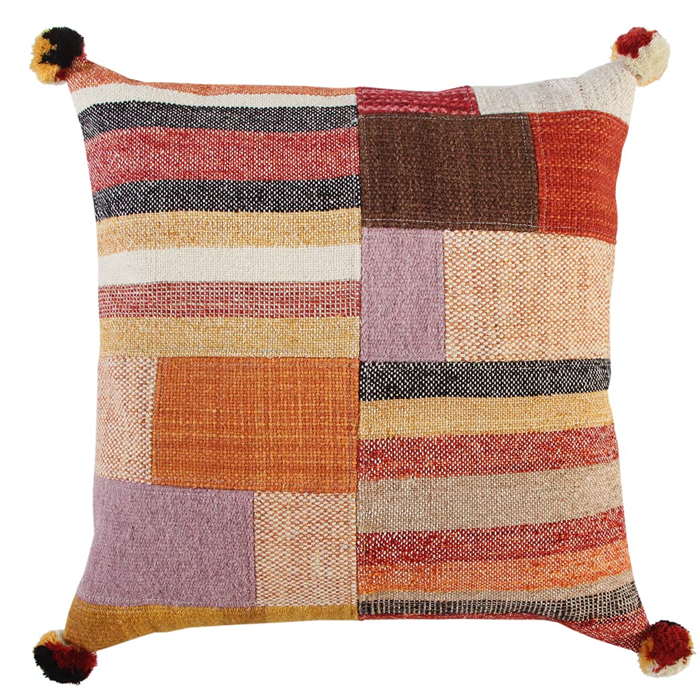 Rizzy Home Abstract 20&quot; x 20&quot; Wool Pillow Cover in Multi-Color