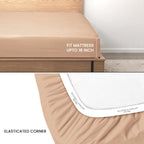 Feather & Stitch New York 1 Piece Fitted Sheet Twin Size, 100% Cotton 18 Inch Extra Deep Pocket, 500 Thread Count Premium Ultra Soft Sateen Weave, Elastic Fit Mattress Stretchable - Maple