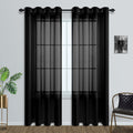 Mrs.Naturall Black Sheer Curtains 84 Inches Long For Living Room Set Of 2 Panels Ring Grommet Window Curtain Panels For Bedroom