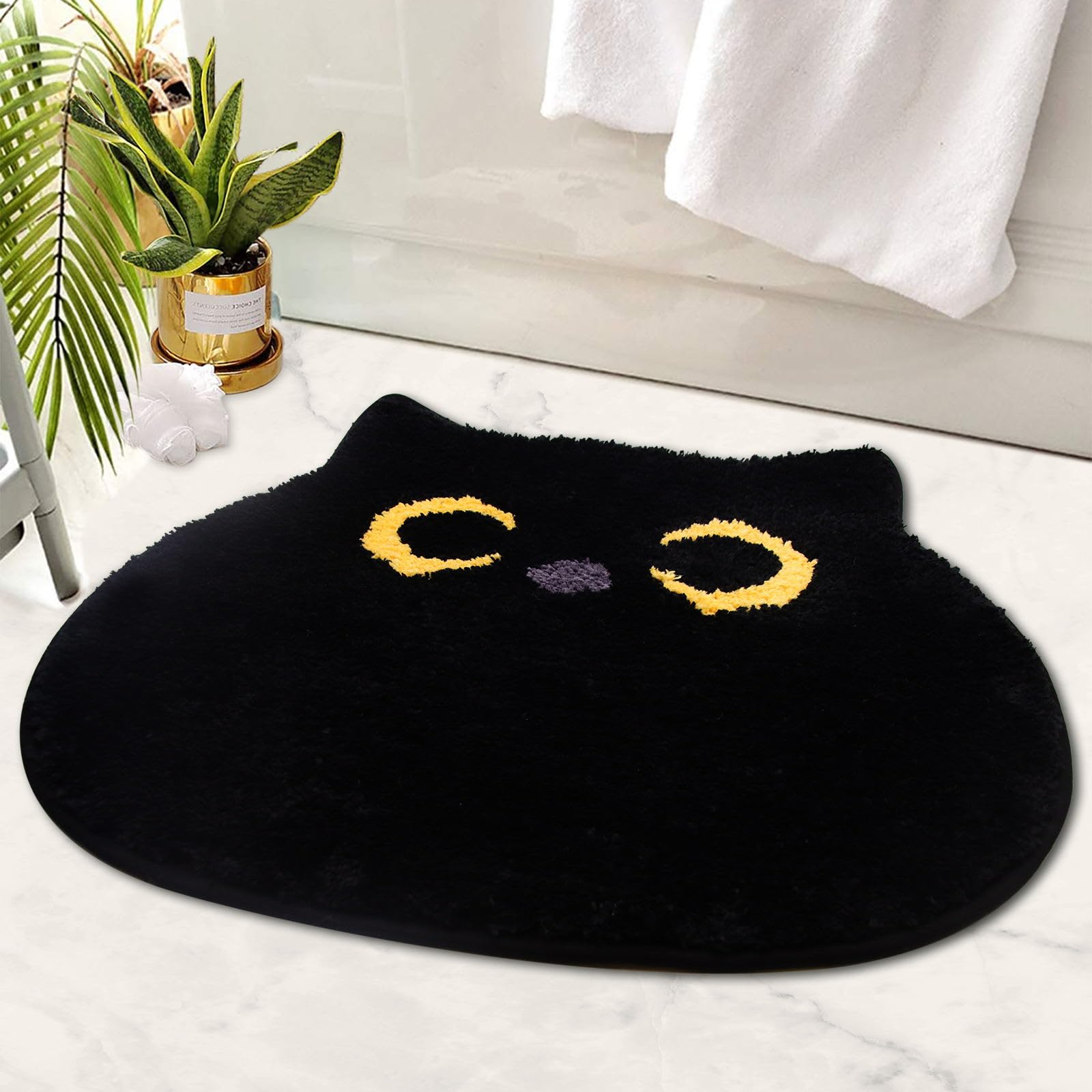 NIGOWAYS Bathroom Rug - Bathroom Mat,Black Cat Bathroom Rug,Cat Bath Mat,Soft Indoor Doormat,Non Slip Bath Mats for Bathroom Kit