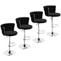 Lamerge Velvet Bar Stools Set of 4, Swivel Counter Stools Counter Height Barstools with Back & Footrest,Bar Chairs Velvet for Ki