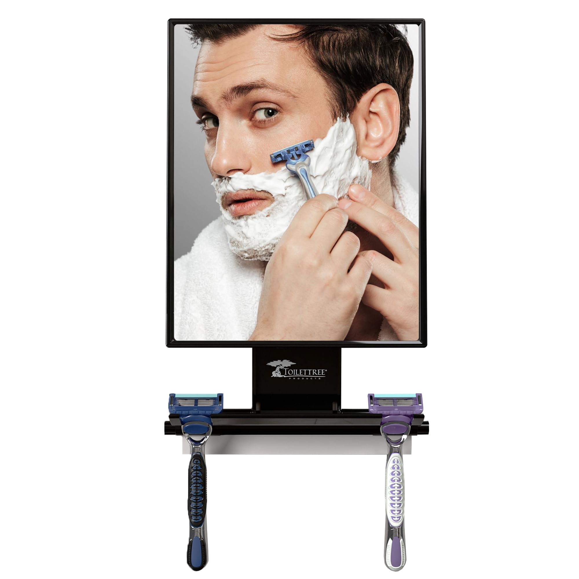 ToiletTree Products Fogless Shower Mirror - Anti-Fog Mirror - Adjustable Shaving Mirror with a Squeegee - Rust-Proof, Impact-Res