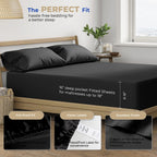 Thread Spread Twin Sheets Set Cotton - 400 Thread Count 100% Cotton Twin Sheet Set, 3 Pc Twin Sheets, Cooling & Luxury Sateen Sheets, Dorm Rooms & Adults, Deep Pockets Easy Fit, Cotton Sheets (Black)
