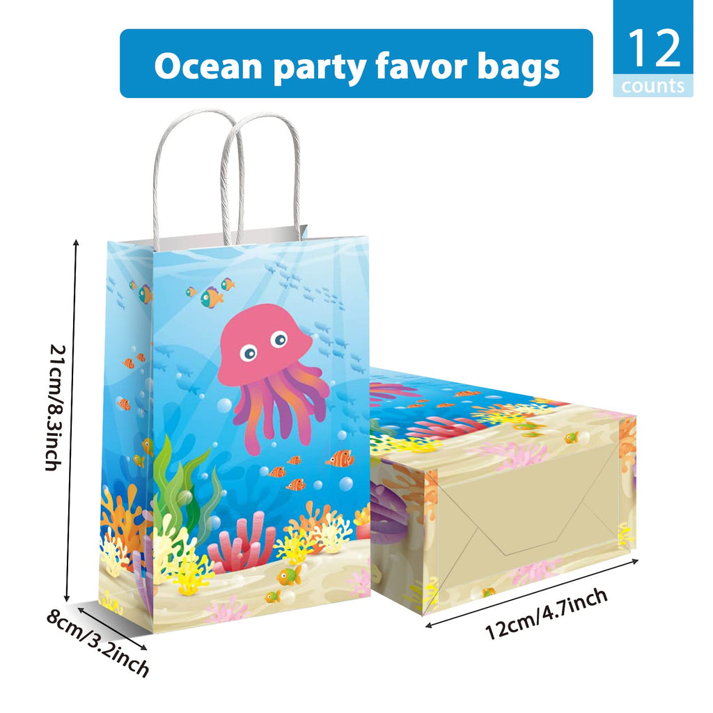 12 Pack Sea Animals Party Bags Under The Sea Party Favor Gift Bags Ocean Themed Party Treat Bags Marine Creature Fish Mermaid Ca