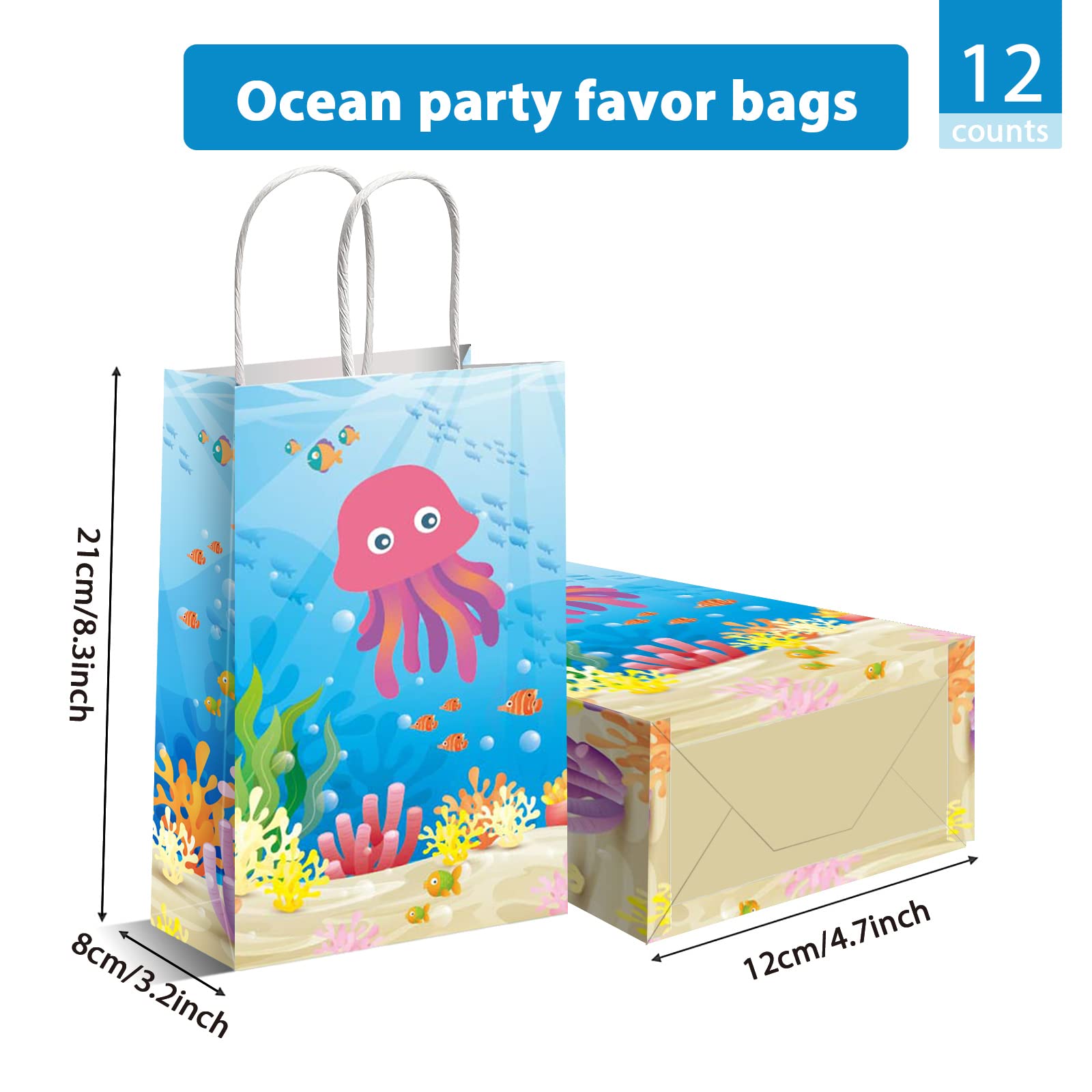 12 Pack Sea Animals Party Bags Under The Sea Party Favor Gift Bags Ocean Themed Party Treat Bags Marine Creature Fish Mermaid Ca