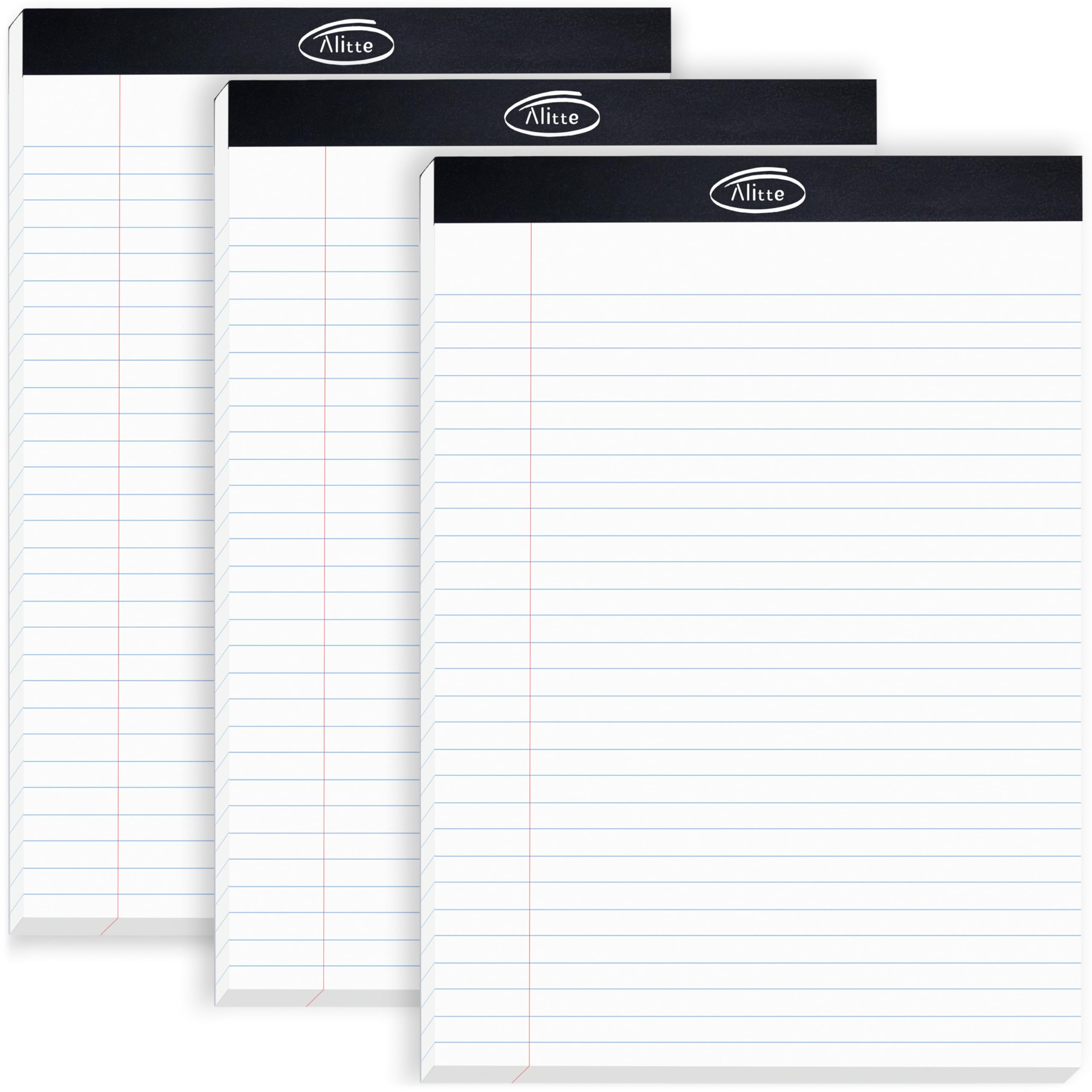 Alitte Legal Notepads 8.5 X 11, Pack Of 3 - Perforated Wide Ruled Writing Pad - Premium Thick Paper, No Ink Bleeding - Blank Leg