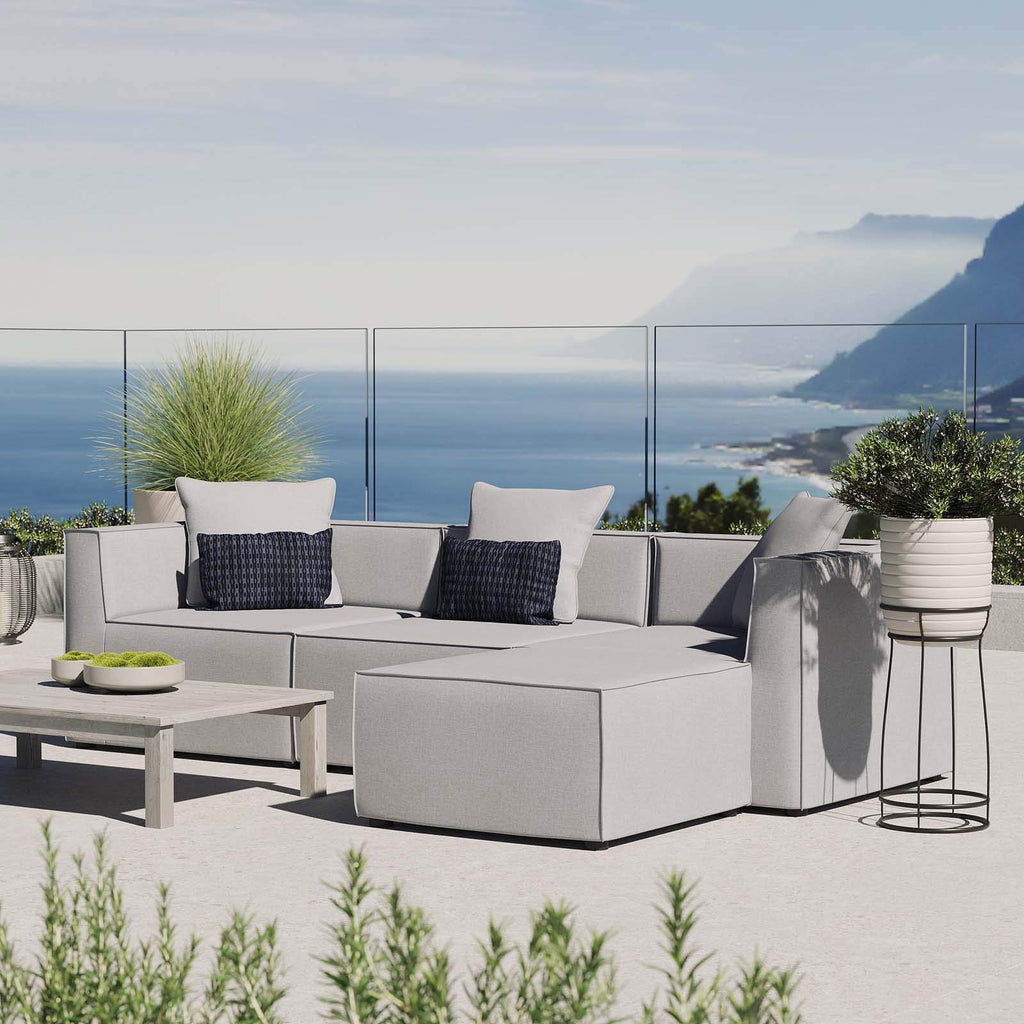 Modway Eei-4380-Gry Saybrook Patio Upholstered 4-Piece Sectional Sofa In Gray, Grey