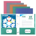 Two Pocket Folders, Pandri 60 Pack Two Pocket Folders With Prongs, 2 Pocket 3 Prong Folders Designed For Office And Classroom, L
