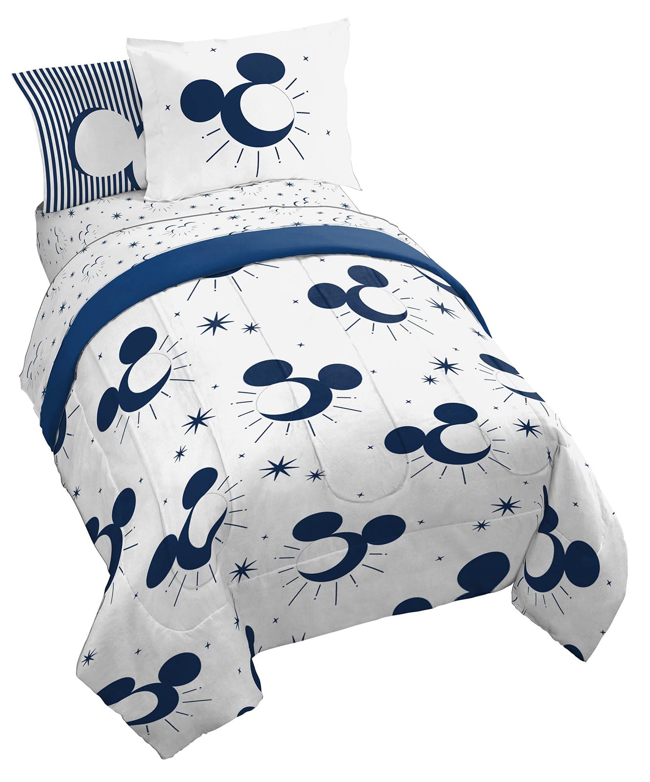 Disney Mickey Mouse Full Comforter Set - 7 Piece Bedding Includes Sheet Set & Pillow Covers - Super Soft Cozy Celestial Bedding