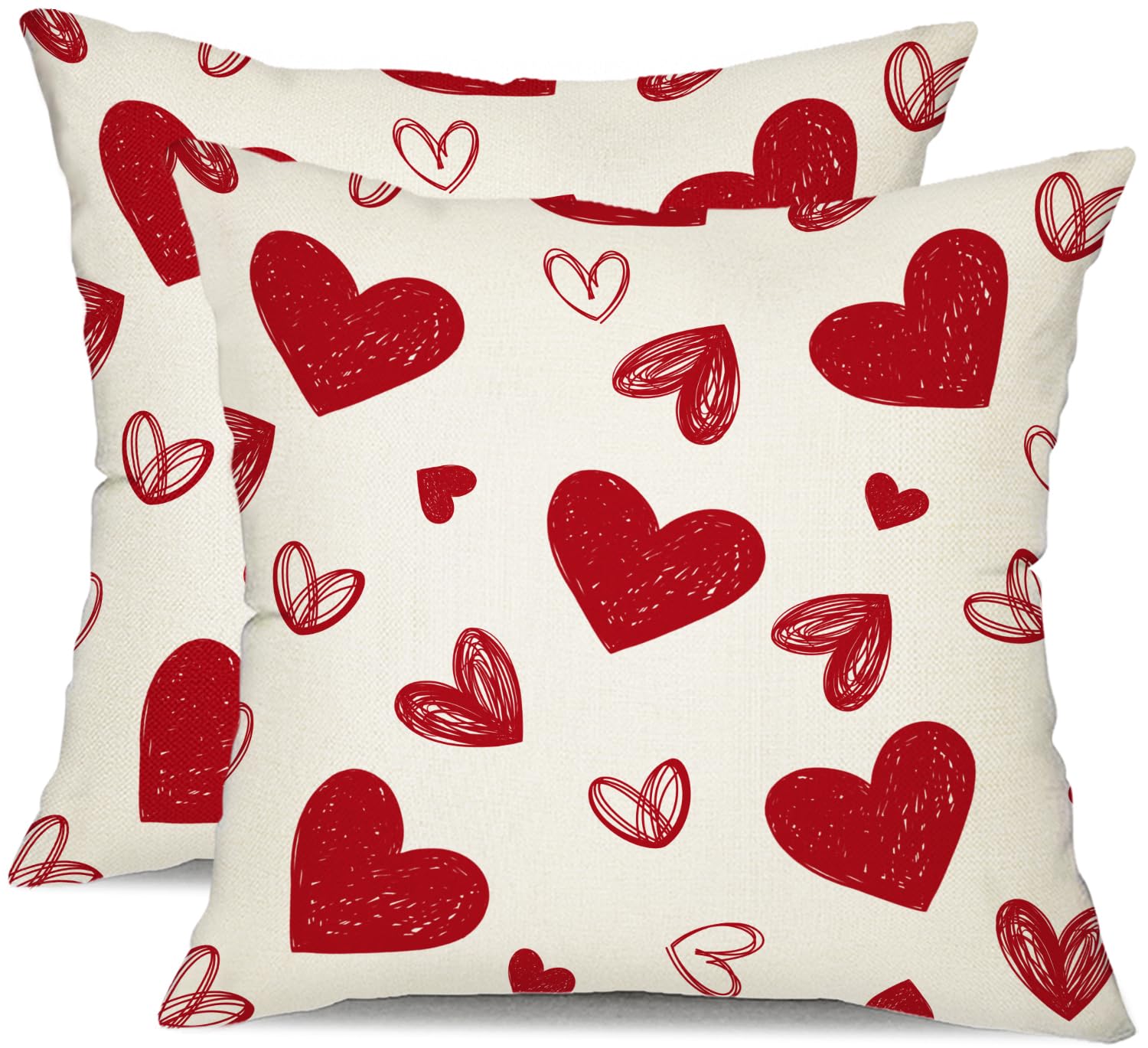 Dfxsz Valentine'S Day Pillow Covers 18X18 Inch Set Of 2 Red Hearts Decor White Throw Pillow Covers Valentine'S Day Cushion Case