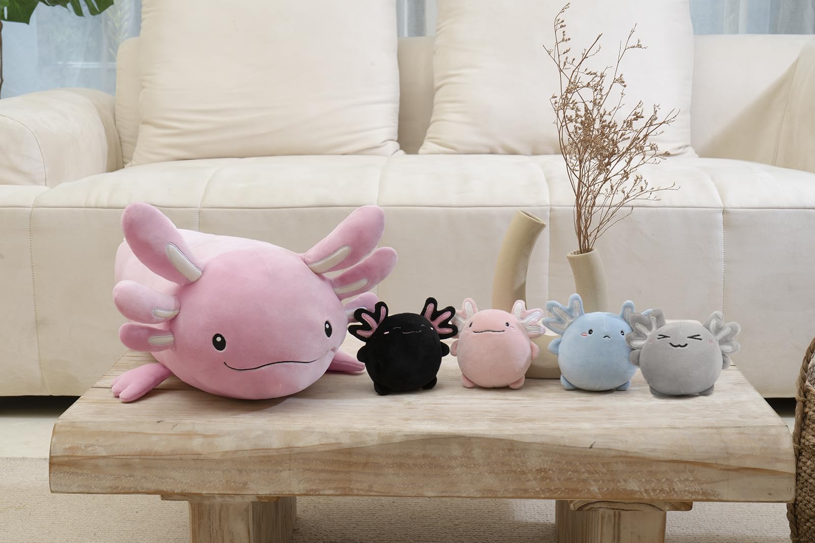 Niuniu Daddy 24 + Inch Axolotl Plush Toys With 4 Babies Inside- Soft Pink Axolotl Stuffed Animal, Cute Birthday Or Christmas Plu