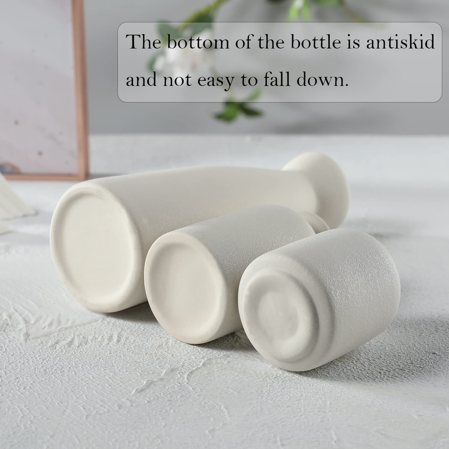 Cemabt White Ceramic Vase Set-3 Small Flower Vases For Decor,Modern Boho Farmhouse Home Decor,Decorative Vase For Pampas Grass&D
