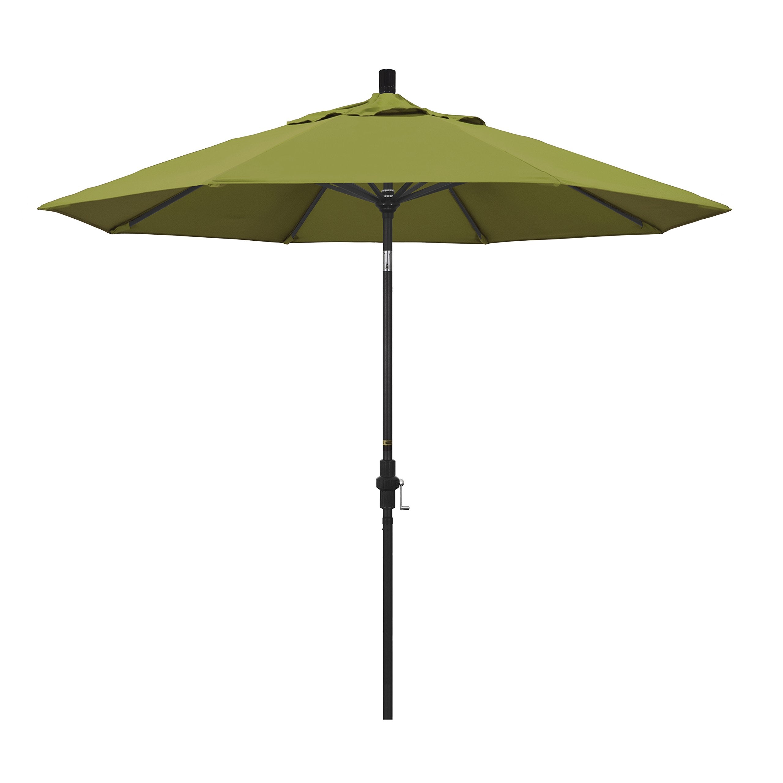 California Umbrella 9' Round Aluminum Market Umbrella, Crank Lift, Collar Tilt, Black Pole, Pacifica Ginkgo