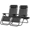 Nazhura Set Of 2 Relaxing Recliners Patio Chairs Adjustable Steel Mesh Zero Gravity Lounge Chair Beach Chairs With Pillow And Cup Holder Black