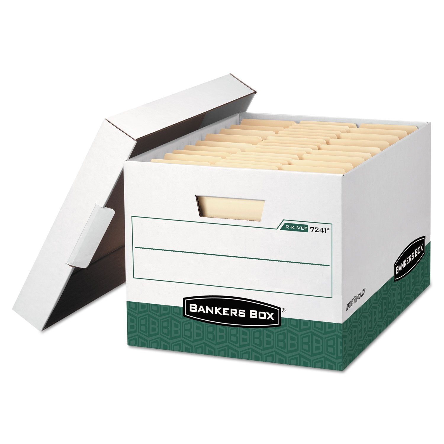 Bankers Box 07241 Storage File, Letter/Legal,12-Inch X15-Inch X10-Inch , 12/Ct, White/Green