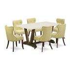 East West Furniture V726Si737-7 7 Piece Kitchen Table Set Consist Of A Rectangle Dining Table With V-Legs And 6 Limelight Linen Fabric Parsons Dining Chairs, 36X60 Inch, Multi-Color