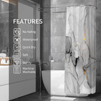 Gibelle Small Stall Shower Curtain 36 X 72, Narrow Half Abstract Grey Marble Shower Curtain, Modern Ink Art Waterproof Fabric Sh