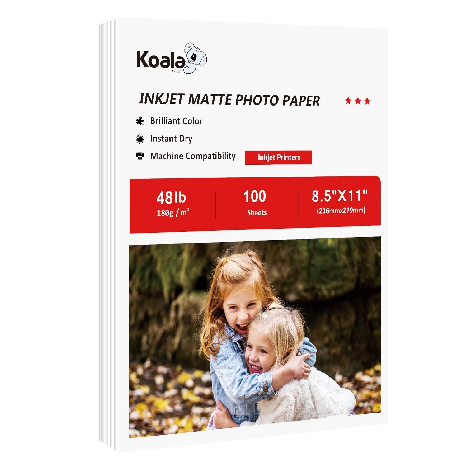 Koala Photo Paper Matte Coated 8.5X11 Inches Compatible With Inkjet Printer 48Lb Presentation Paper 100 Sheets