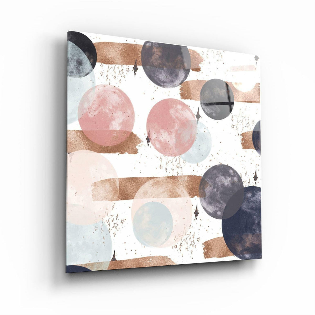 DesignSkinz Glass Wall Art for Living Room, Bedroom, Office, Study, Shelf (17x17inch)  Pastel Abstract 2