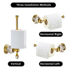 BATHSIR Crystal Toilet Paper Holder Gold Zinc Alloy Wall Mounted Bathroom Accessory