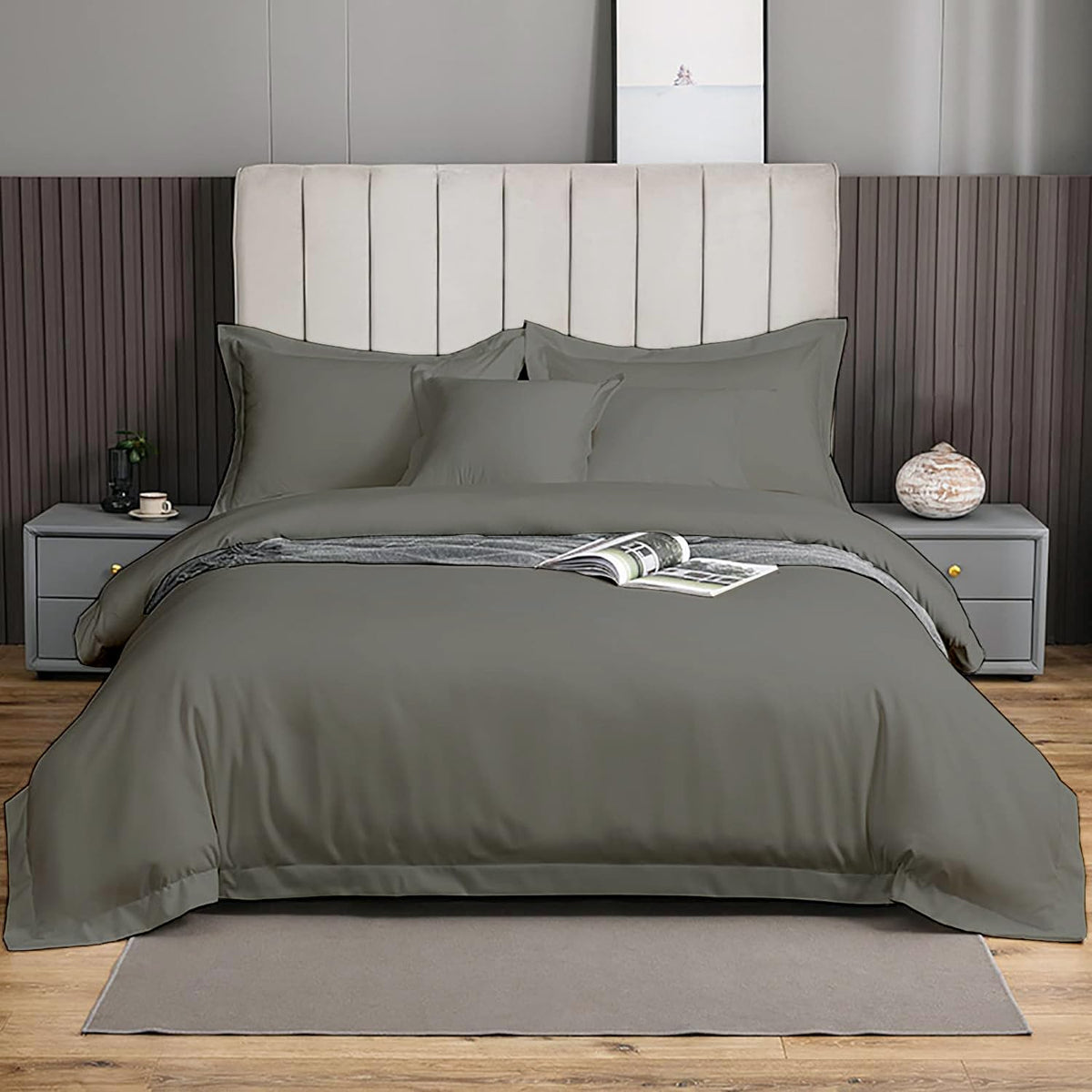 Ebeddy Linens Duvet Cover Set Oversized King Plus 120X128 Inch 100% Cotton Soft And Breathable 3 Pieces (1 Duvet Cover & 2 Pillo